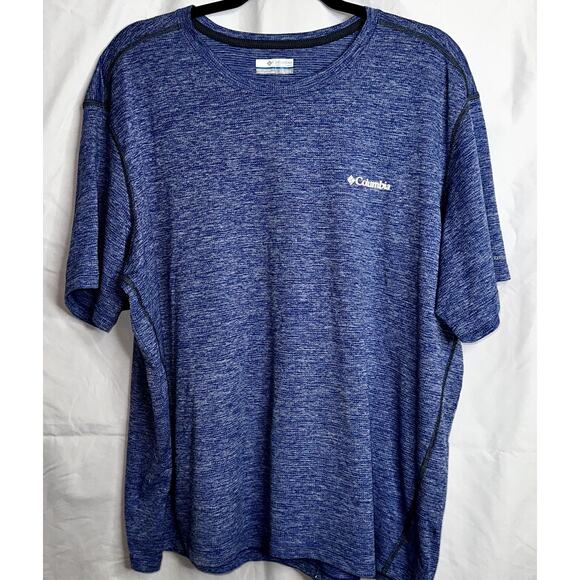 Columbia Mens Size XXL Blue Heathered Activewear Short Sleeve Shirt - Picture 1 of 6